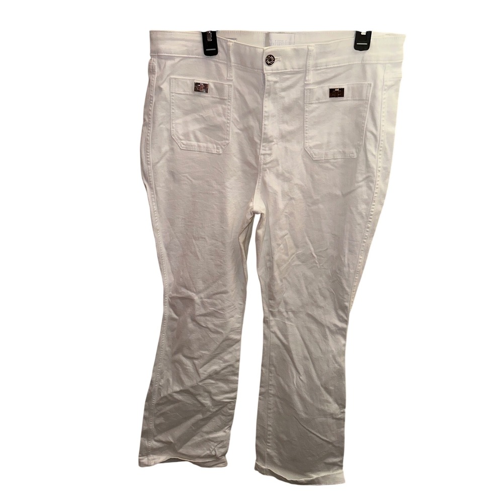 White House Black Market Womens White High Rise Skinny Flare Jeans Size 14